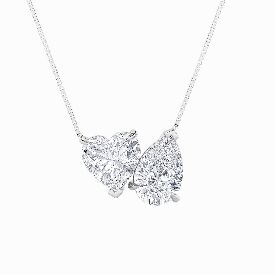 2Cttw Pear Shaped Lab Grown Diamond (F/VS) Heart Shaped Necklace in 14K Gold