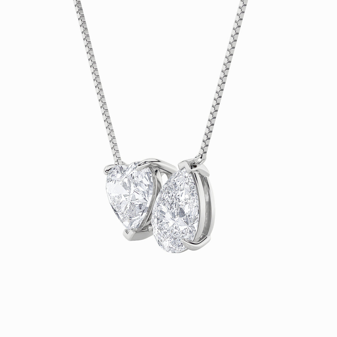 2Cttw Pear Shaped Lab Grown Diamond (F/VS) Heart Shaped Necklace in 14K Gold
