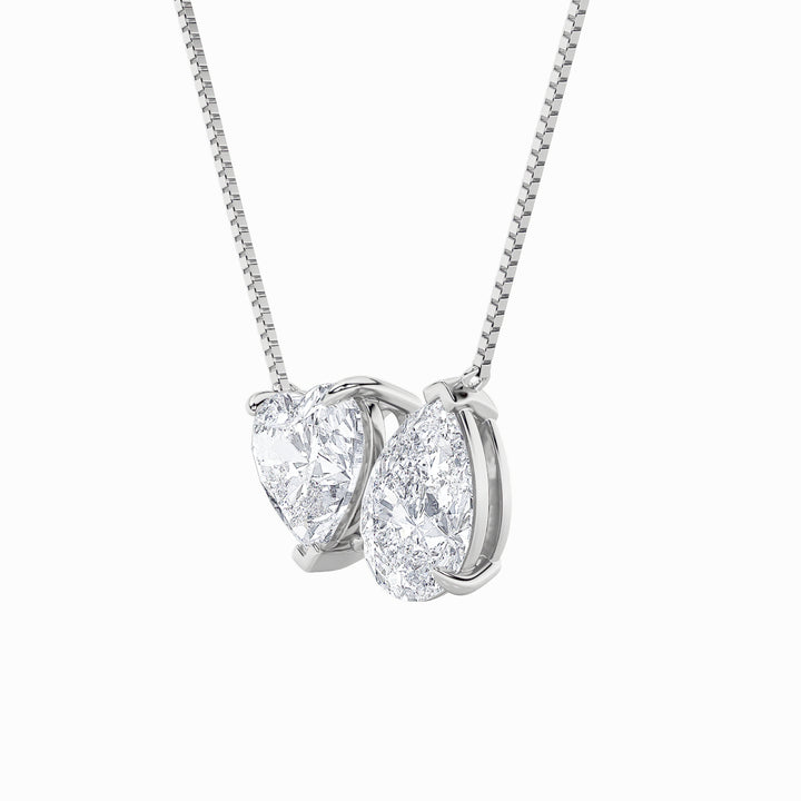 2Cttw Pear Shaped Lab Grown Diamond (F/VS) Heart Shaped Necklace in 14K Gold