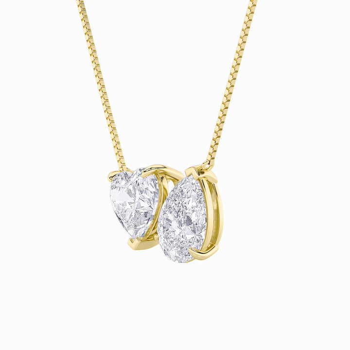 2Cttw Pear Shaped Lab Grown Diamond (F/VS) Heart Shaped Necklace in 14K Gold