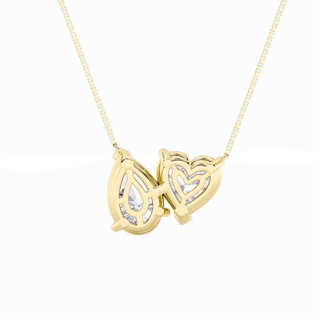 2Cttw Pear Shaped Lab Grown Diamond (F/VS) Heart Shaped Necklace in 14K Gold