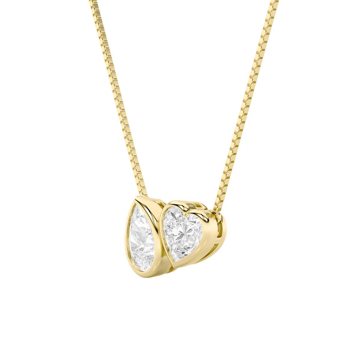 2Cttw Pear Shaped Lab Grown Diamond (F/VS) Heart Shaped Necklace in 14K Gold