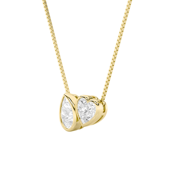 2Cttw Pear Shaped Lab Grown Diamond (F/VS) Heart Shaped Necklace in 14K Gold