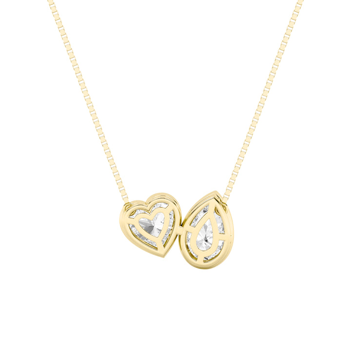 2Cttw Pear Shaped Lab Grown Diamond (F/VS) Heart Shaped Necklace in 14K Gold