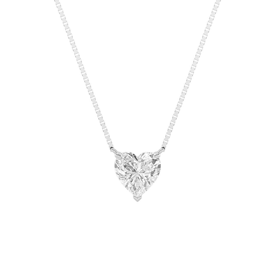 1Cttw Heart Shaped Lab Grown Diamond (F/VS) HeartShaped Necklace in 14K Gold