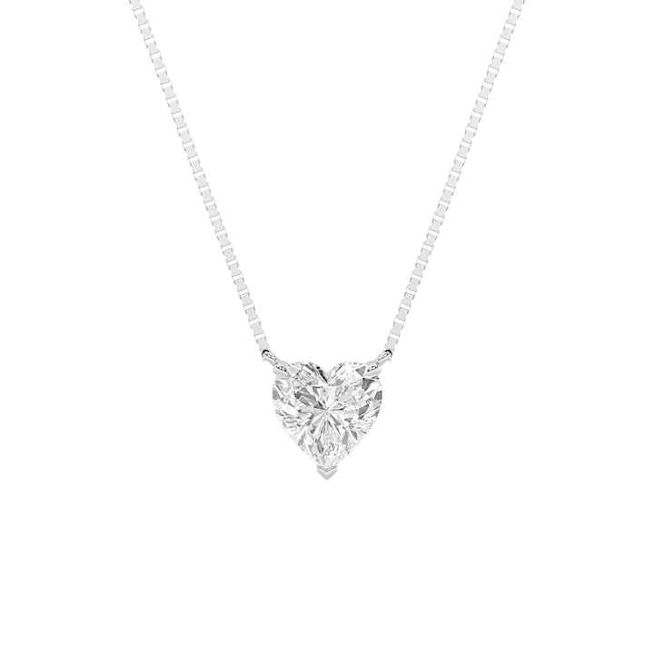 1Cttw Heart Shaped Lab Grown Diamond (F/VS) HeartShaped Necklace in 14K Gold