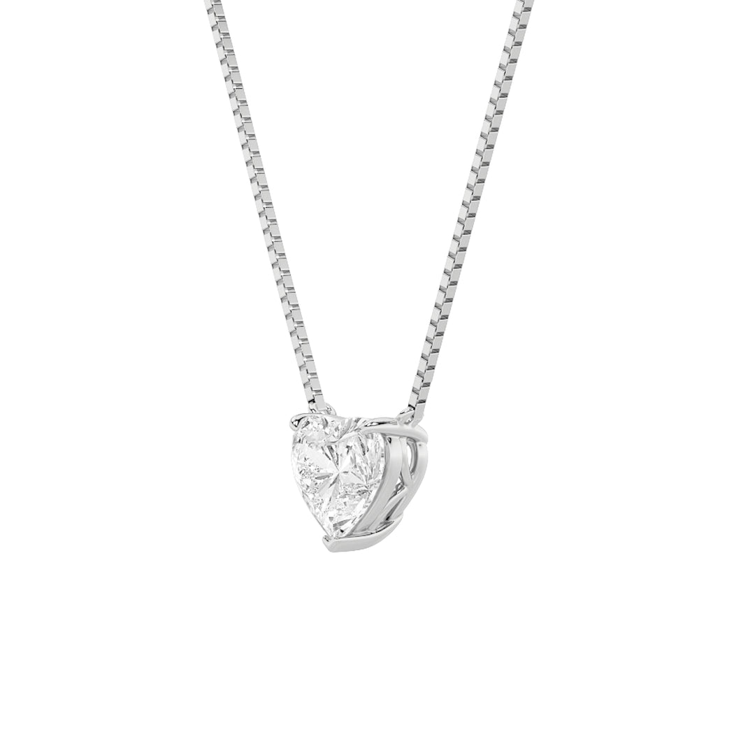 1Cttw Heart Shaped Lab Grown Diamond (F/VS) HeartShaped Necklace in 14K Gold