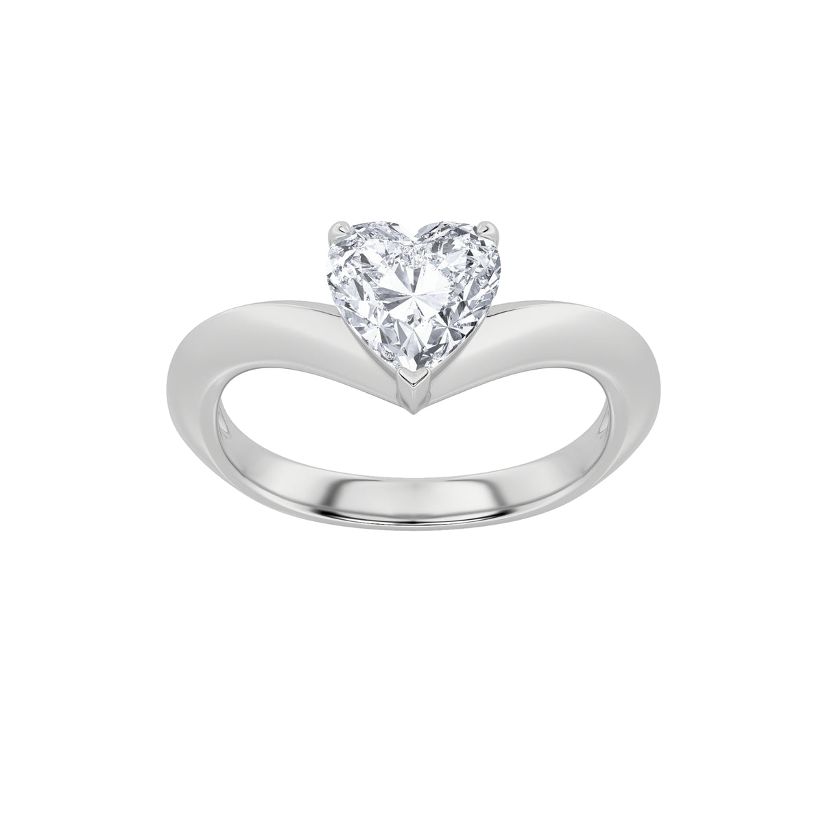 1Cttw Heart Shaped Lab Grown Diamond (F/VS) HeartShaped Ring in 14K Gold