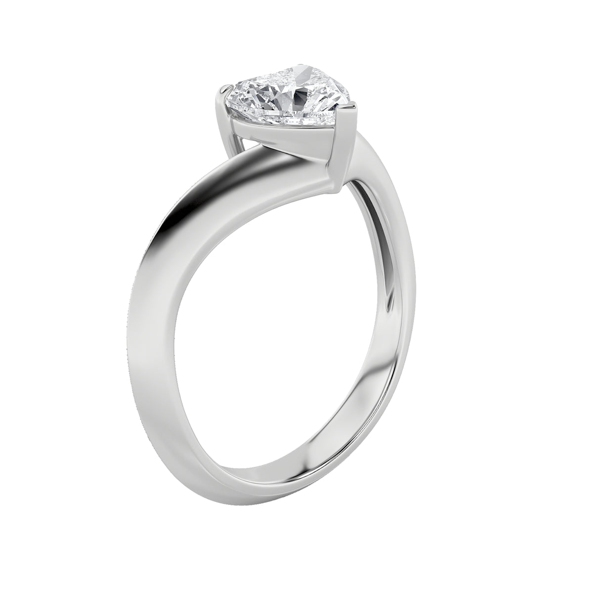 1Cttw Heart Shaped Lab Grown Diamond (F/VS) HeartShaped Ring in 14K Gold