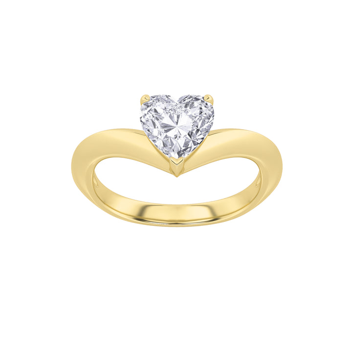 1Cttw Heart Shaped Lab Grown Diamond (F/VS) HeartShaped Ring in 14K Gold