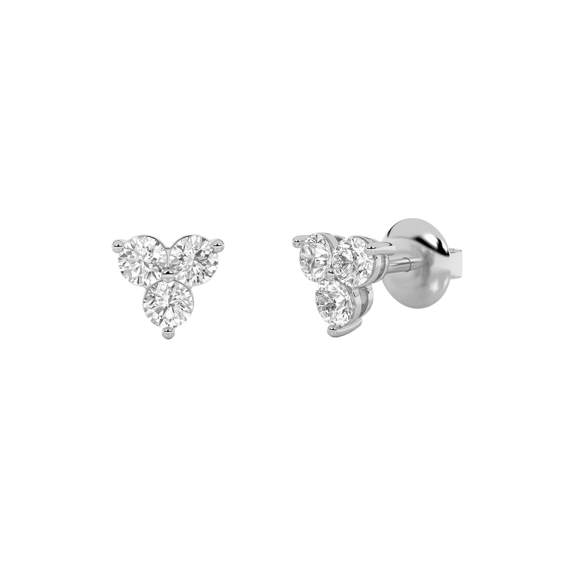 1.5Cttw Round Shaped Lab Grown Diamond (F/VS) Three Stone Earrings in 14K Gold