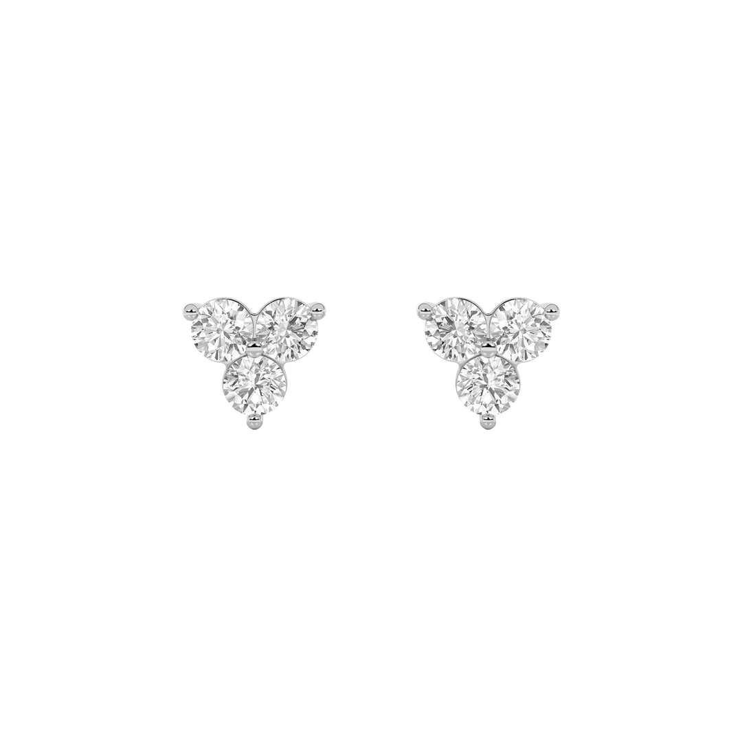 1.5Cttw Round Shaped Lab Grown Diamond (F/VS) Three Stone Earrings in 14K Gold