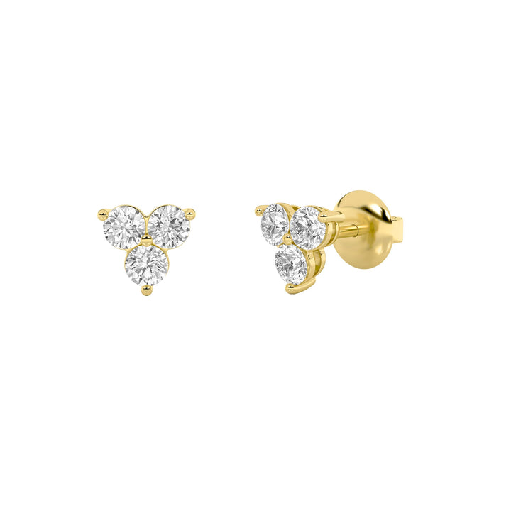 1.5Cttw Round Shaped Lab Grown Diamond (F/VS) Three Stone Earrings in 14K Gold