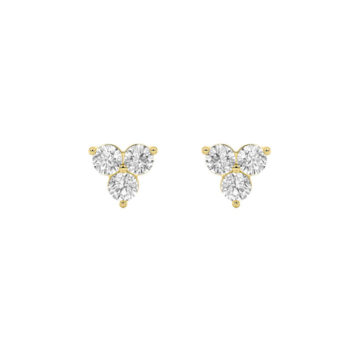 1.5Cttw Round Shaped Lab Grown Diamond (F/VS) Three Stone Earrings in 14K Gold