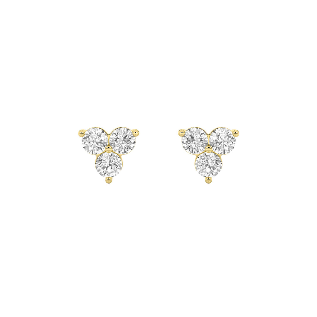1.5Cttw Round Shaped Lab Grown Diamond (F/VS) Three Stone Earrings in 14K Gold