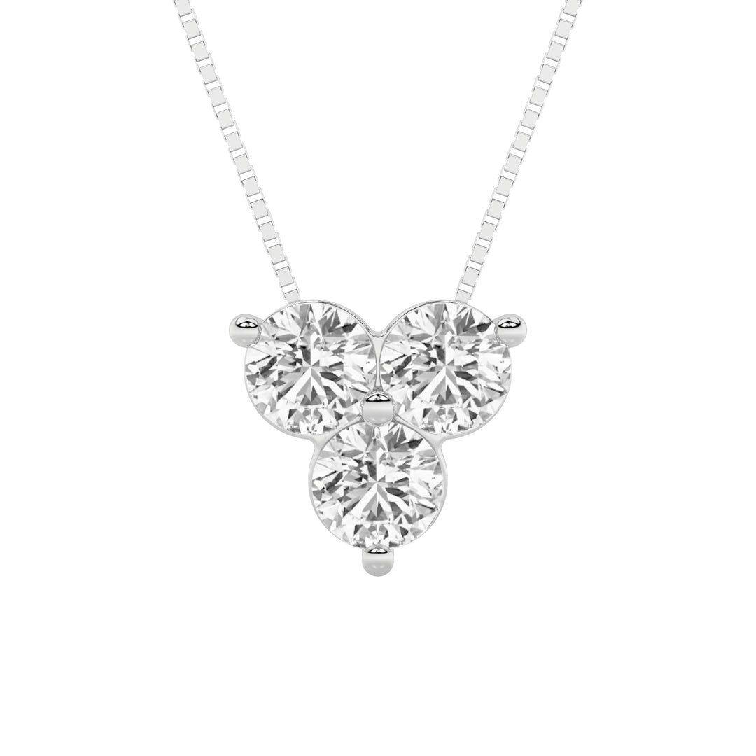 1Cttw Round Shaped Lab Grown Diamond (F/VS) ThreeStone Pendant in 14K Gold