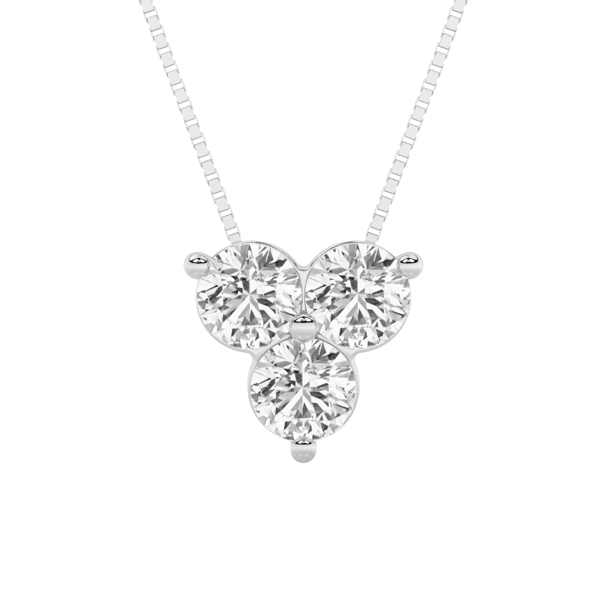 1Cttw Round Shaped Lab Grown Diamond (F/VS) ThreeStone Pendant in 14K Gold