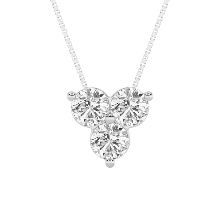 1Cttw Round Shaped Lab Grown Diamond (F/VS) ThreeStone Pendant in 14K Gold