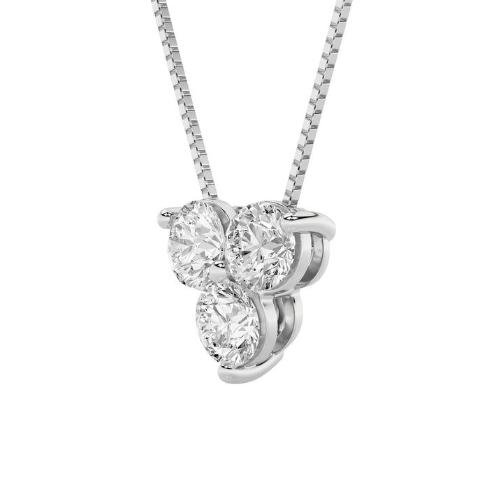 1Cttw Round Shaped Lab Grown Diamond (F/VS) ThreeStone Pendant in 14K Gold