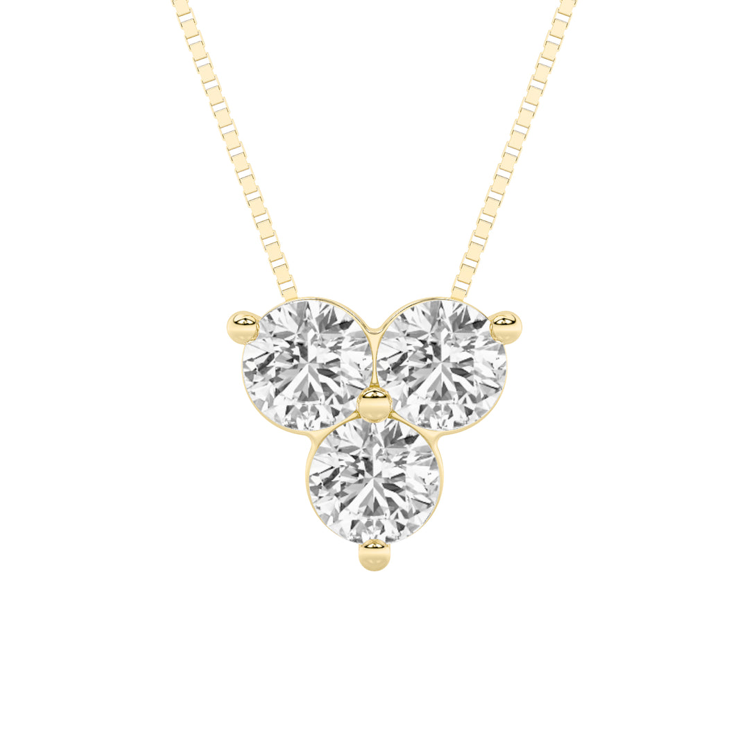 1Cttw Round Shaped Lab Grown Diamond (F/VS) ThreeStone Pendant in 14K Gold