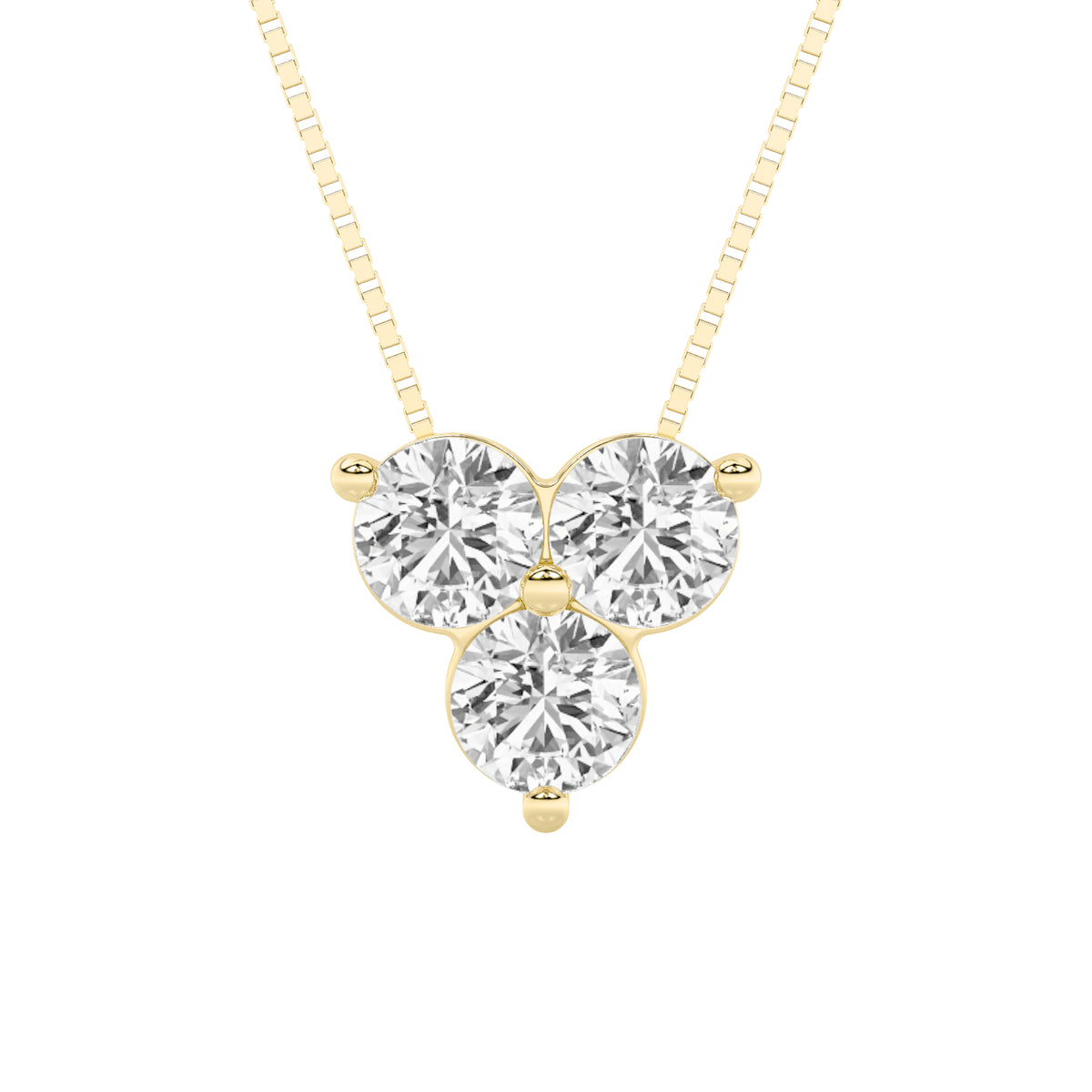 1Cttw Round Shaped Lab Grown Diamond (F/VS) ThreeStone Pendant in 14K Gold