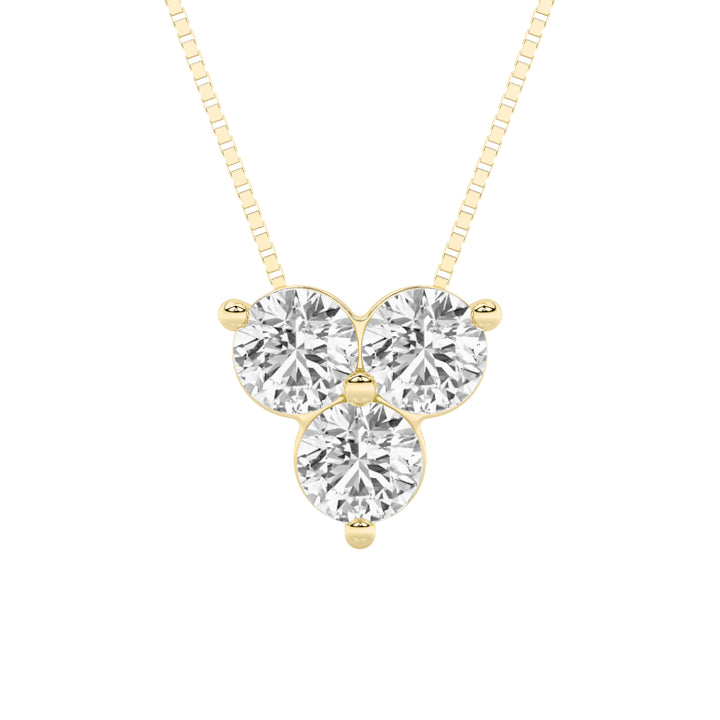 1Cttw Round Shaped Lab Grown Diamond (F/VS) ThreeStone Pendant in 14K Gold