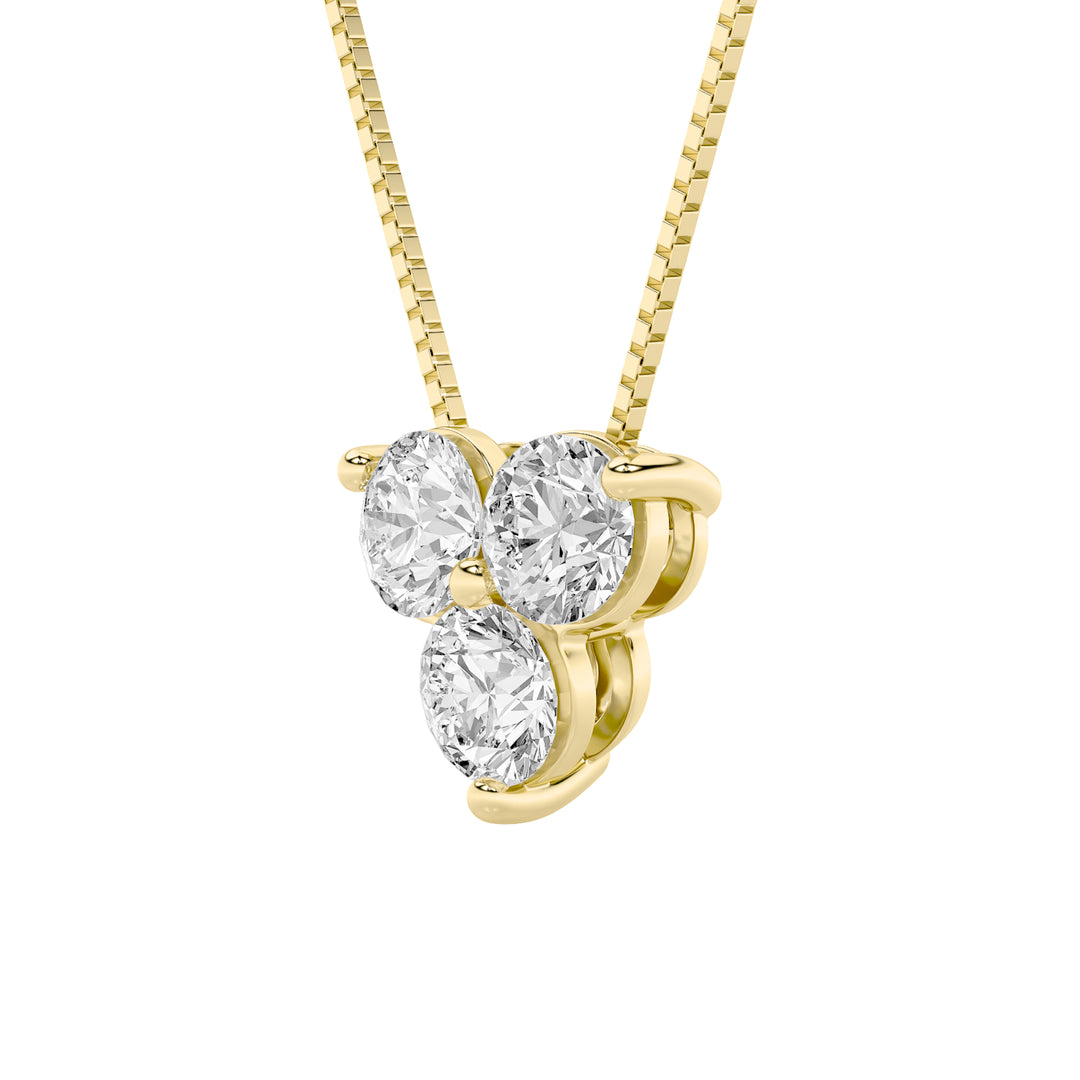 1Cttw Round Shaped Lab Grown Diamond (F/VS) ThreeStone Pendant in 14K Gold