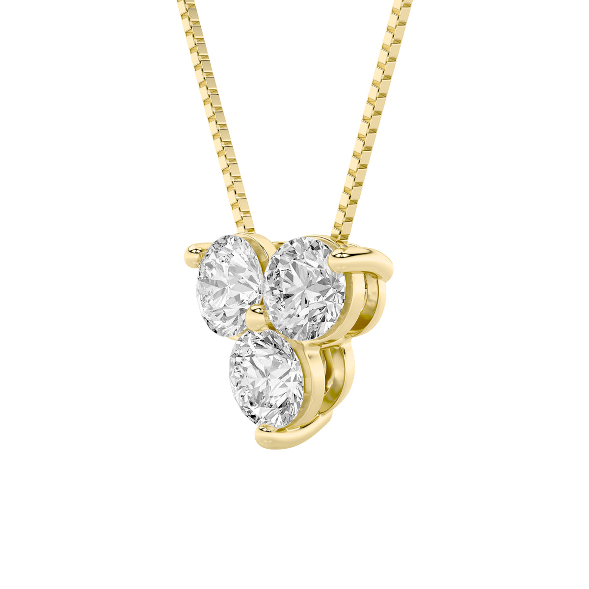 1Cttw Round Shaped Lab Grown Diamond (F/VS) ThreeStone Pendant in 14K Gold