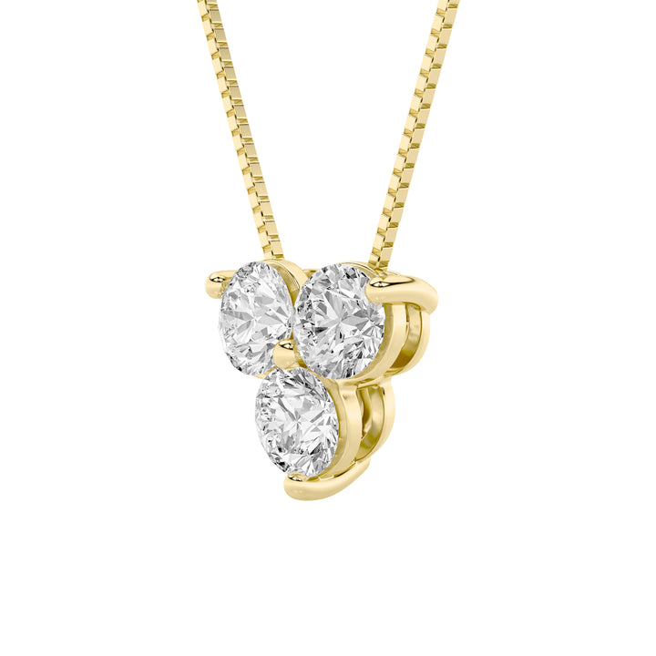 1Cttw Round Shaped Lab Grown Diamond (F/VS) ThreeStone Pendant in 14K Gold