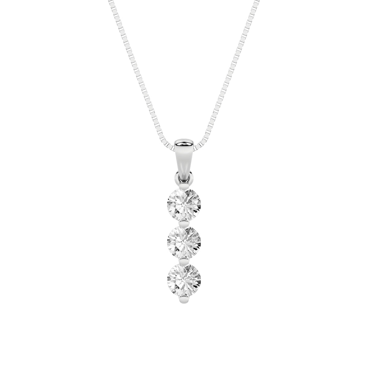 1Cttw Round Shaped Lab Grown Diamond (F/VS) ThreeStone Pendant in 14K Gold