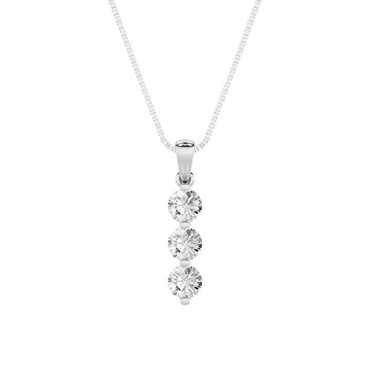 1Cttw Round Shaped Lab Grown Diamond (F/VS) ThreeStone Pendant in 14K Gold