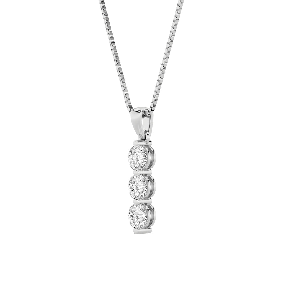1Cttw Round Shaped Lab Grown Diamond (F/VS) ThreeStone Pendant in 14K Gold