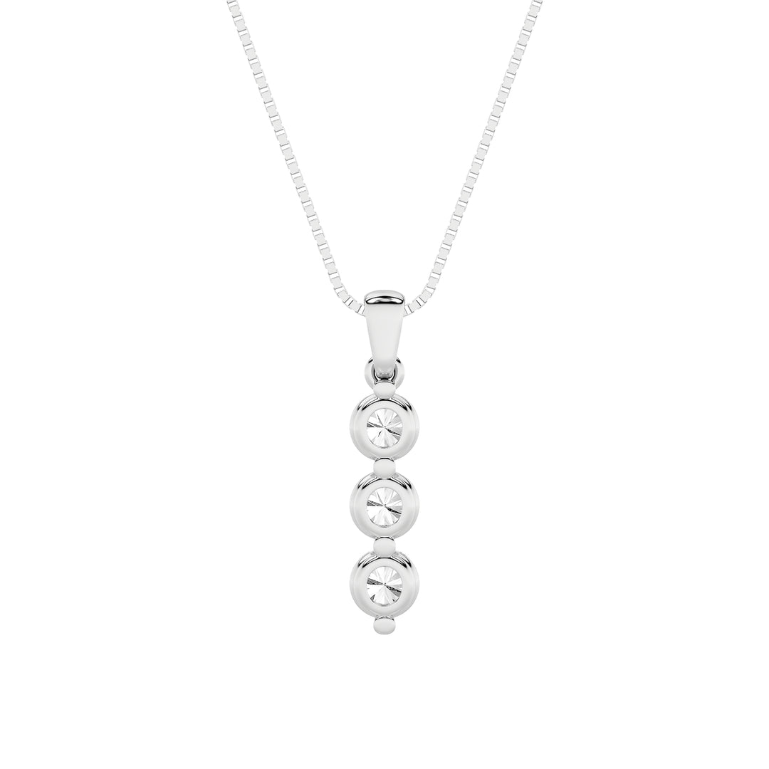 1Cttw Round Shaped Lab Grown Diamond (F/VS) ThreeStone Pendant in 14K Gold