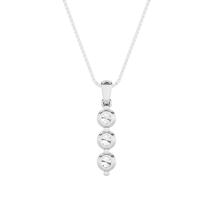 1Cttw Round Shaped Lab Grown Diamond (F/VS) ThreeStone Pendant in 14K Gold