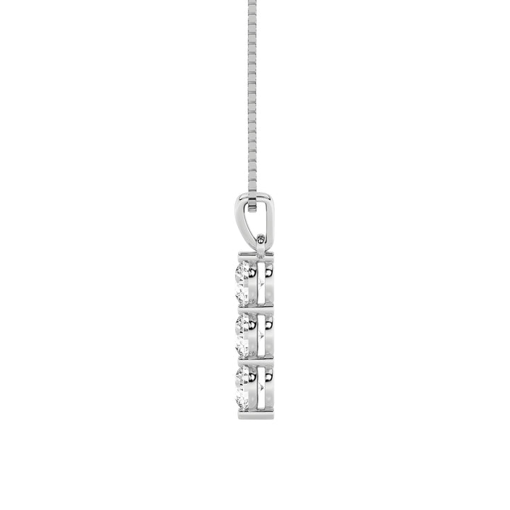1Cttw Round Shaped Lab Grown Diamond (F/VS) ThreeStone Pendant in 14K Gold