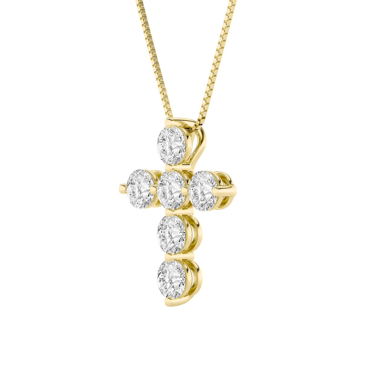 1.5Cttw Round Shaped Lab Grown Diamond (F/VS) Cross Pendant in 14K Gold