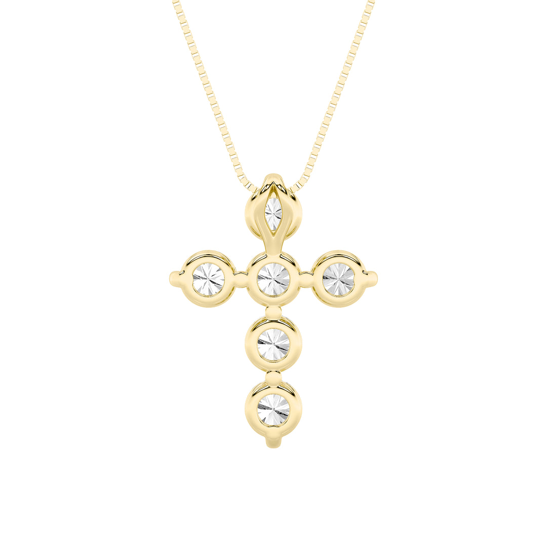 1.5Cttw Round Shaped Lab Grown Diamond (F/VS) Cross Pendant in 14K Gold