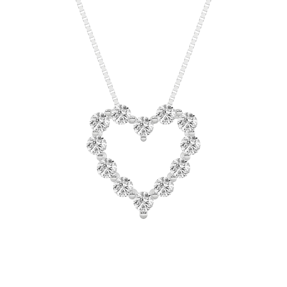 2Cttw Round Shaped Lab Grown Diamond (F/VS) HeartShaped Pendant in 14K Gold