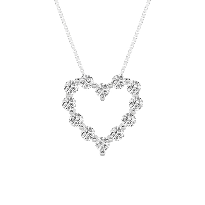 2Cttw Round Shaped Lab Grown Diamond (F/VS) HeartShaped Pendant in 14K Gold