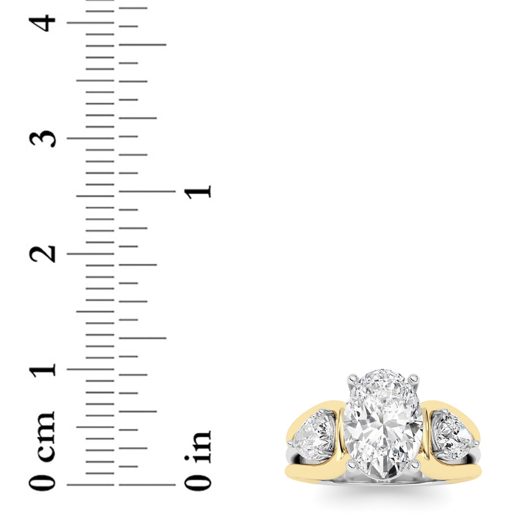 3Cttw Oval Shaped Lab Grown Diamond (F/VS) Two Tone Solitaire Engagement Ring in 14K Gold