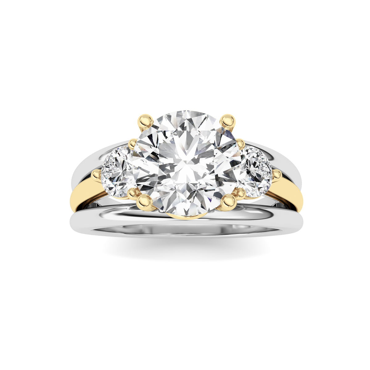 3Cttw Oval Shaped Lab Grown Diamond (F/VS) Two Tone Solitaire Engagement Ring in 14K Gold