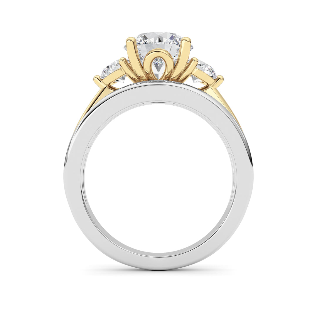 3Cttw Oval Shaped Lab Grown Diamond (F/VS) Two Tone Solitaire Engagement Ring in 14K Gold