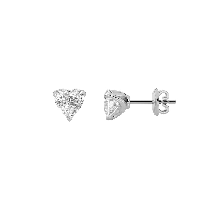 2Cttw Heart Shaped Lab Grown Diamond (F/VS) HeartShaped Earrings in 14K Gold