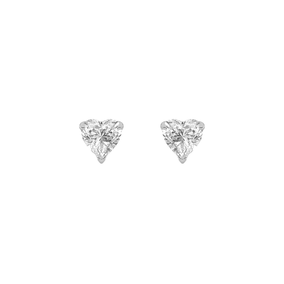 2Cttw Heart Shaped Lab Grown Diamond (F/VS) HeartShaped Earrings in 14K Gold