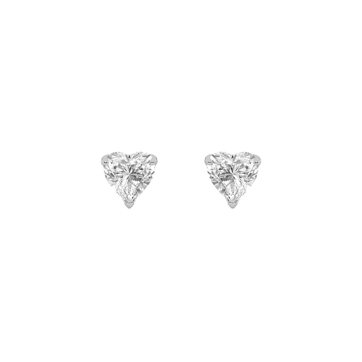 2Cttw Heart Shaped Lab Grown Diamond (F/VS) HeartShaped Earrings in 14K Gold