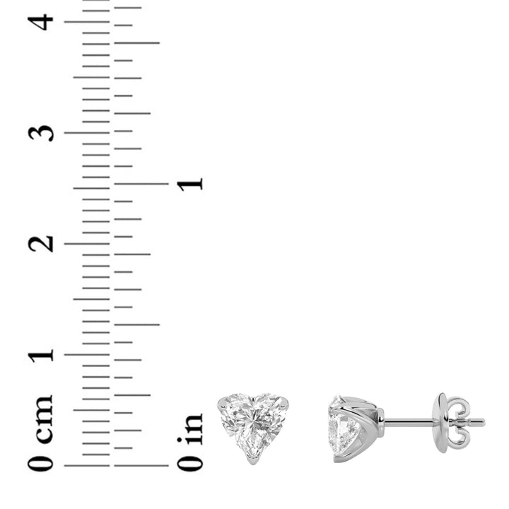 2Cttw Heart Shaped Lab Grown Diamond (F/VS) HeartShaped Earrings in 14K Gold