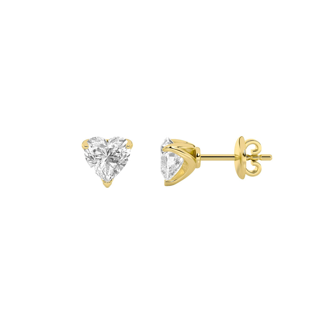 2Cttw Heart Shaped Lab Grown Diamond (F/VS) HeartShaped Earrings in 14K Gold