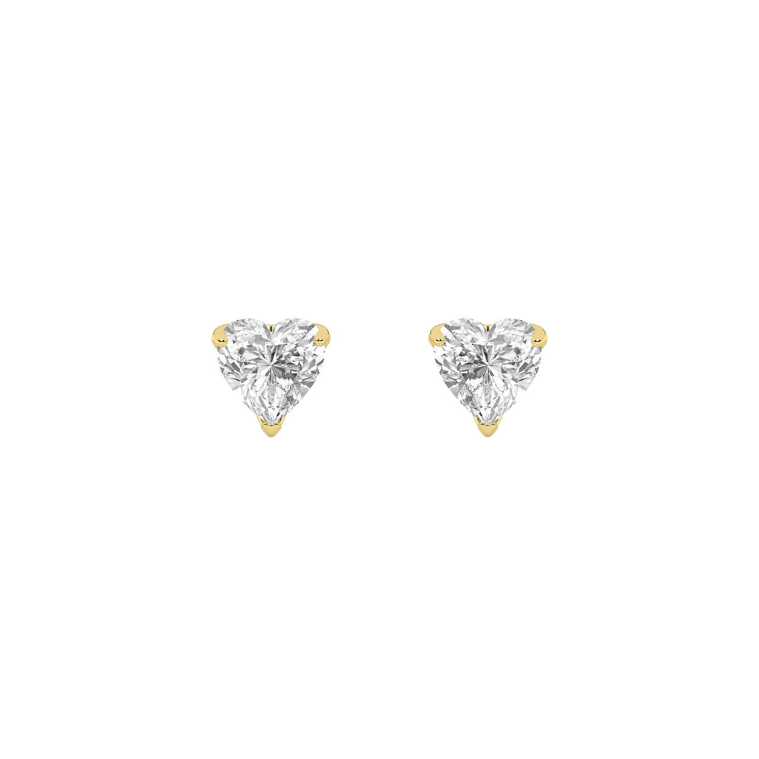 2Cttw Heart Shaped Lab Grown Diamond (F/VS) HeartShaped Earrings in 14K Gold