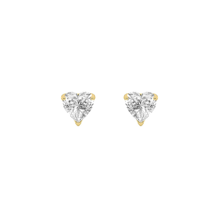 2Cttw Heart Shaped Lab Grown Diamond (F/VS) HeartShaped Earrings in 14K Gold