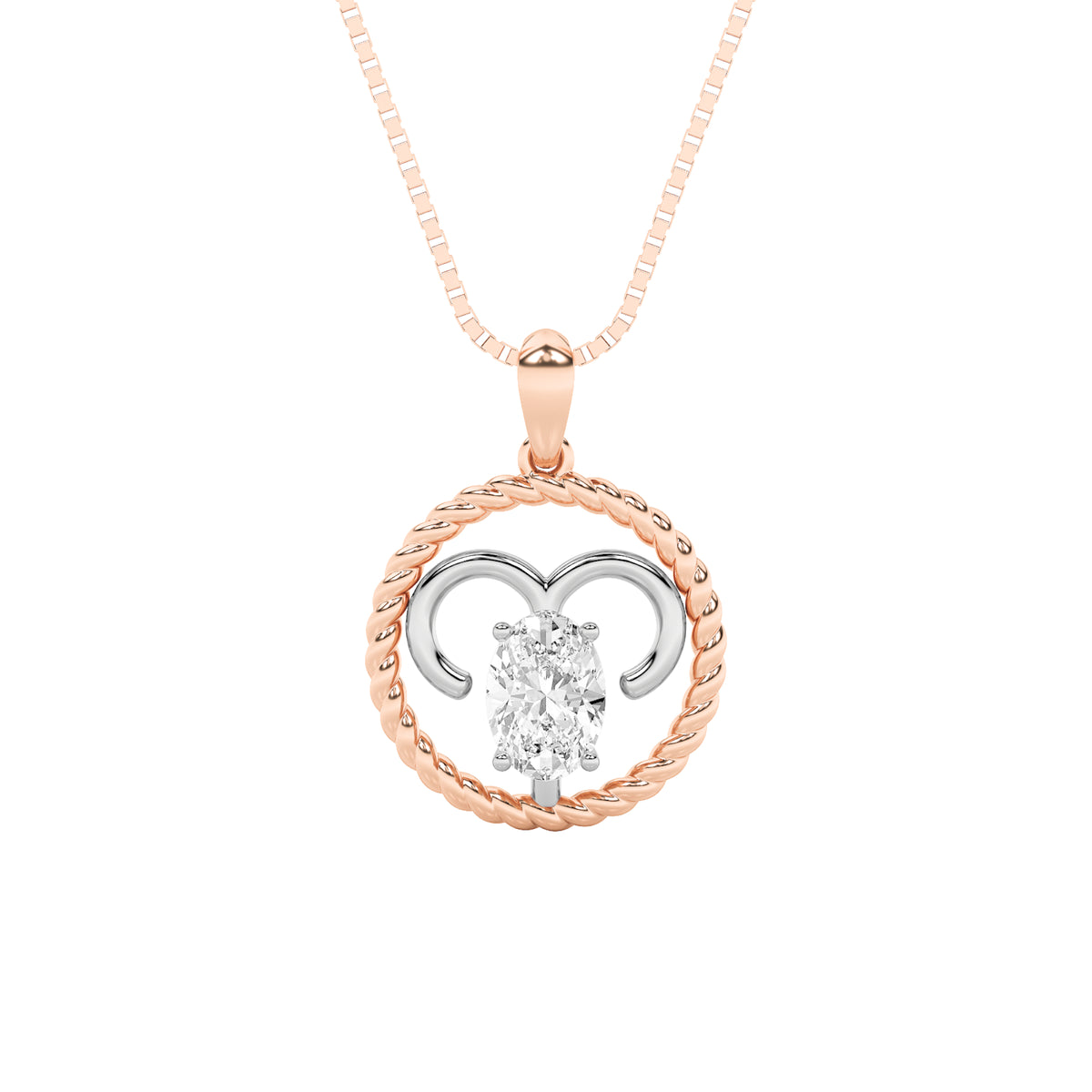 1Cttw Oval Shaped Lab Grown Diamond (F/VS) ZodiacPendant in 14K Gold